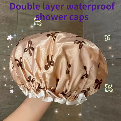 【防水・再利用可能】シャワーキャップ 花柄ボンネット ヘアハット レディース スパ・サロン用